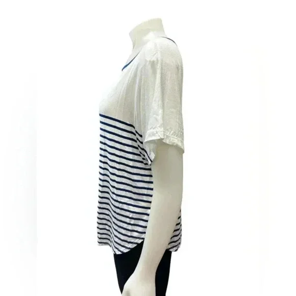 Max Studio NWT Shirt Short Sleeve White/Blue Size Small - Picture 3 of 8